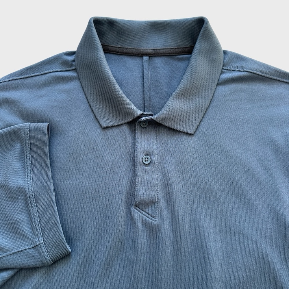 Lululemon Men’s Tech Pique Polo Shirt Medium Blue Live In Practice Performance - Picture 11 of 11